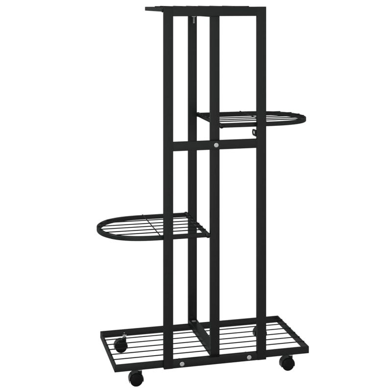 Casa si Gradina - Gradinarit si plante - Plante si ghivece - Ghivece si suporturi - Suport de flori cu 4 etaje, cu roti, negru, 44x23x80 cm, fier - Infinity.ro