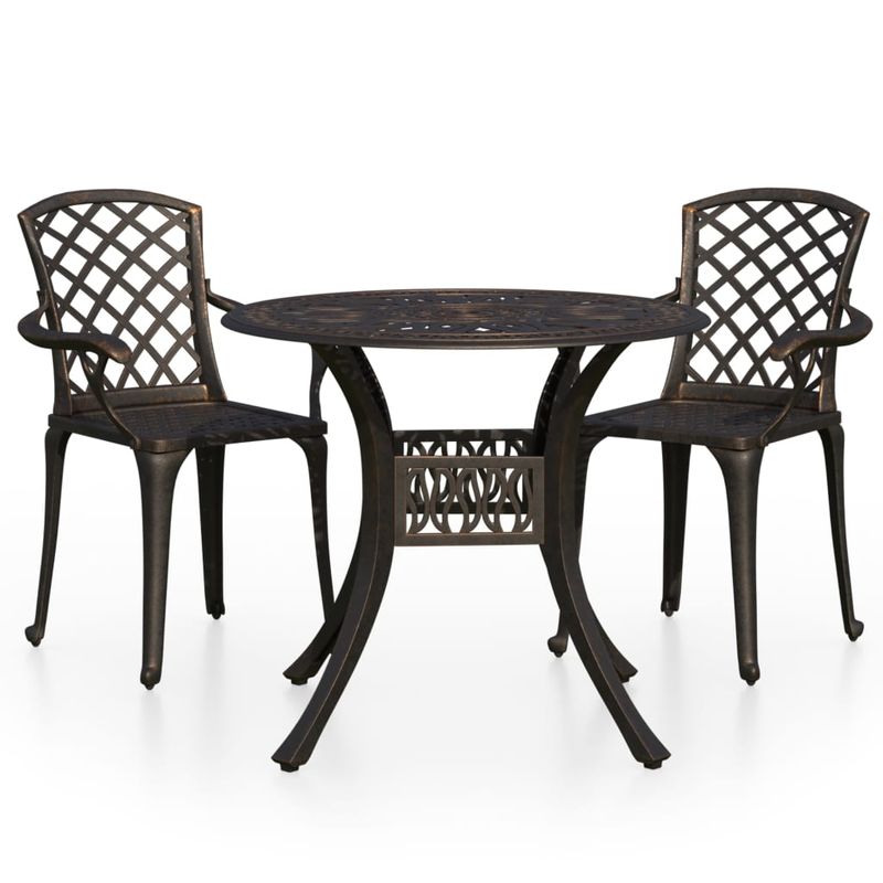 Casa si Gradina - Gradina si terasa - Mobilier exterior - Seturi mobila gradina - Set mobilier bistro, 3 piese, bronz, aluminiu turnat - Infinity.ro
