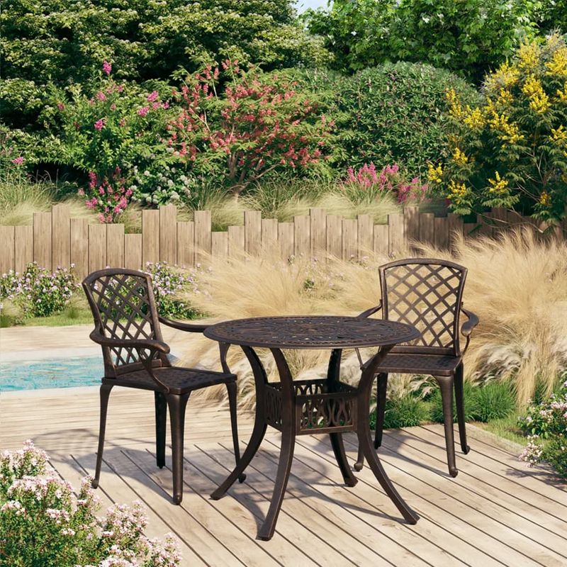 Casa si Gradina - Gradina si terasa - Mobilier exterior - Seturi mobila gradina - Set mobilier bistro, 3 piese, bronz, aluminiu turnat - Infinity.ro