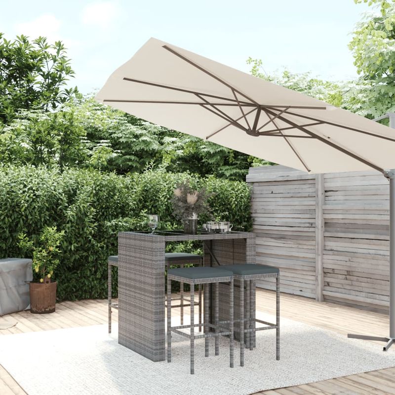 Casa si Gradina - Gradina si terasa - Mobilier exterior - Seturi mobila gradina - Set mobilier bar de gradina cu perne, cu perne, 5 piese, gri, poliratan - Infinity.ro