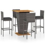 Casa si Gradina - Gradina si terasa - Mobilier exterior - Seturi mobila gradina - Set mobilier bar de gradina cu perne, 5 piese, gri, poliratan - Infinity.ro