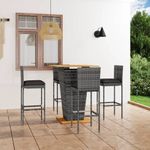 Casa si Gradina - Gradina si terasa - Mobilier exterior - Seturi mobila gradina - Set mobilier bar de gradina cu perne, 5 piese, gri, poliratan - Infinity.ro
