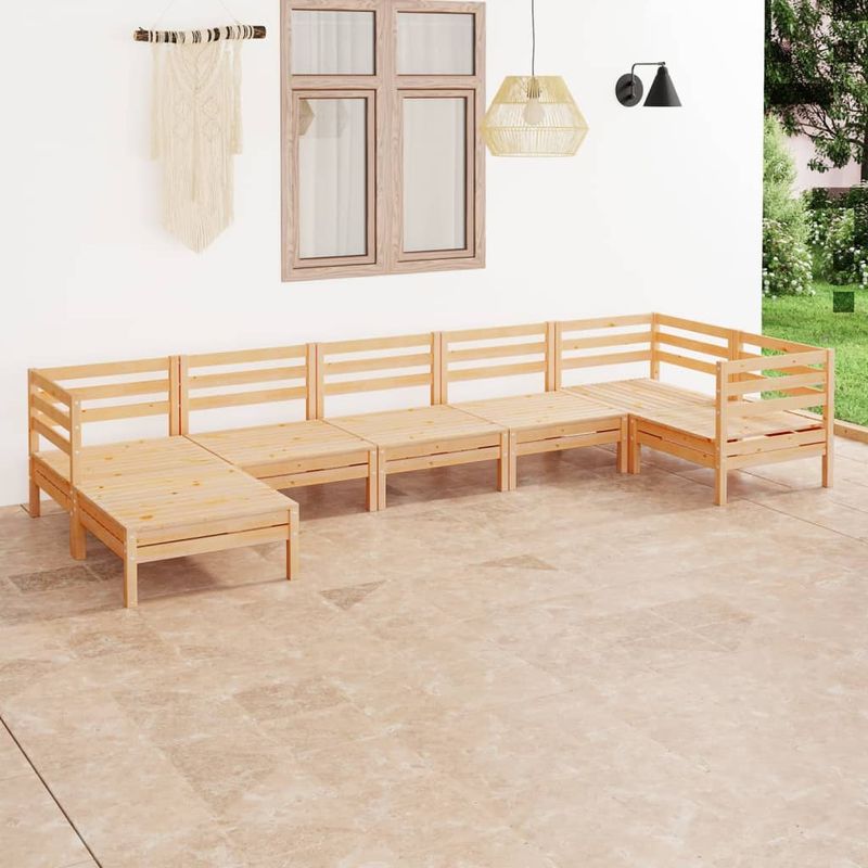 Casa si Gradina - Gradina si terasa - Mobilier exterior - Seturi mobila gradina - Set mobilier de gradina, 7 piese, lemn masiv de pin - Infinity.ro