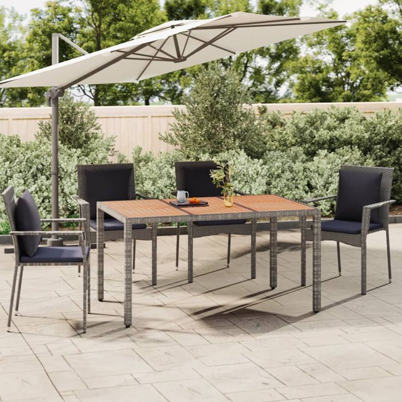 Casa si Gradina - Gradina si terasa - Mobilier exterior - Mese gradina - Masa gradina blat din lemn, poliratan/lemn masiv acacia, mărime 150x90x75 cm - Infinity.ro