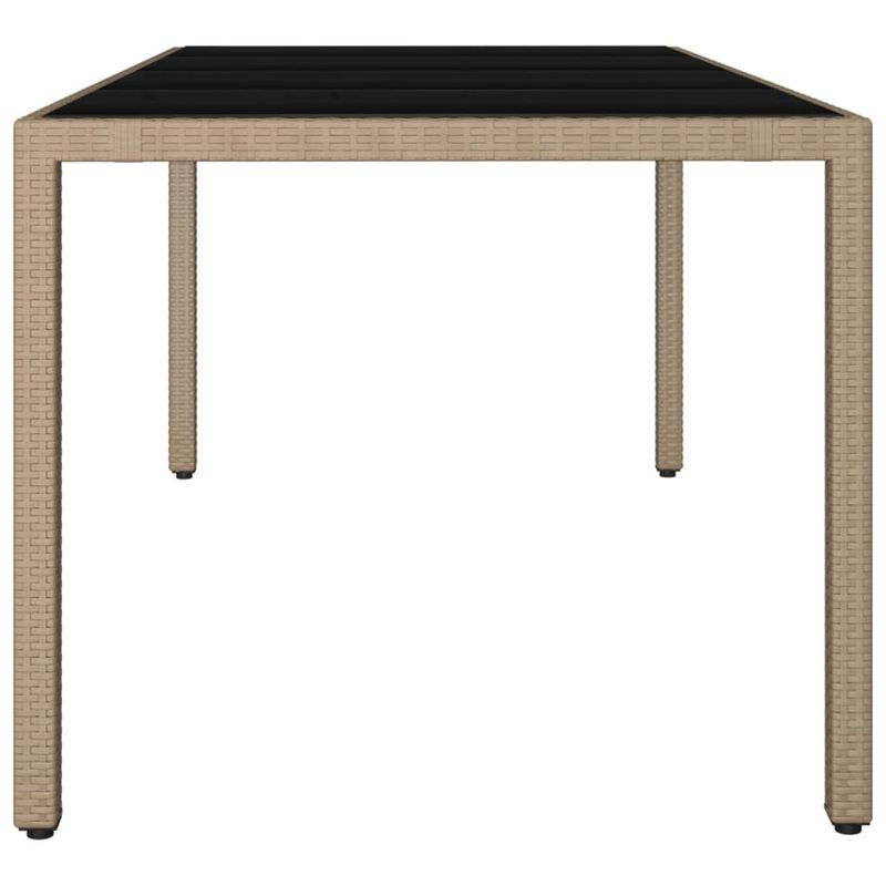 Casa si Gradina - Gradina si terasa - Mobilier exterior - Mese gradina - Masa gradina blat din lemn, bej, poliratan/sticla securiz., mărime 190x90x75 cm - Infinity.ro