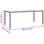 Casa si Gradina - Gradina si terasa - Mobilier exterior - Mese gradina - Masa gradina blat din lemn, bej, poliratan/sticla securiz., mărime 190x90x75 cm - Infinity.ro