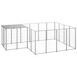 Petshop - Accesorii petshop - Culcusuri si custi - Custi interior si exterior - Padoc pentru caini, argintiu, 6,05 m², otel - Infinity.ro