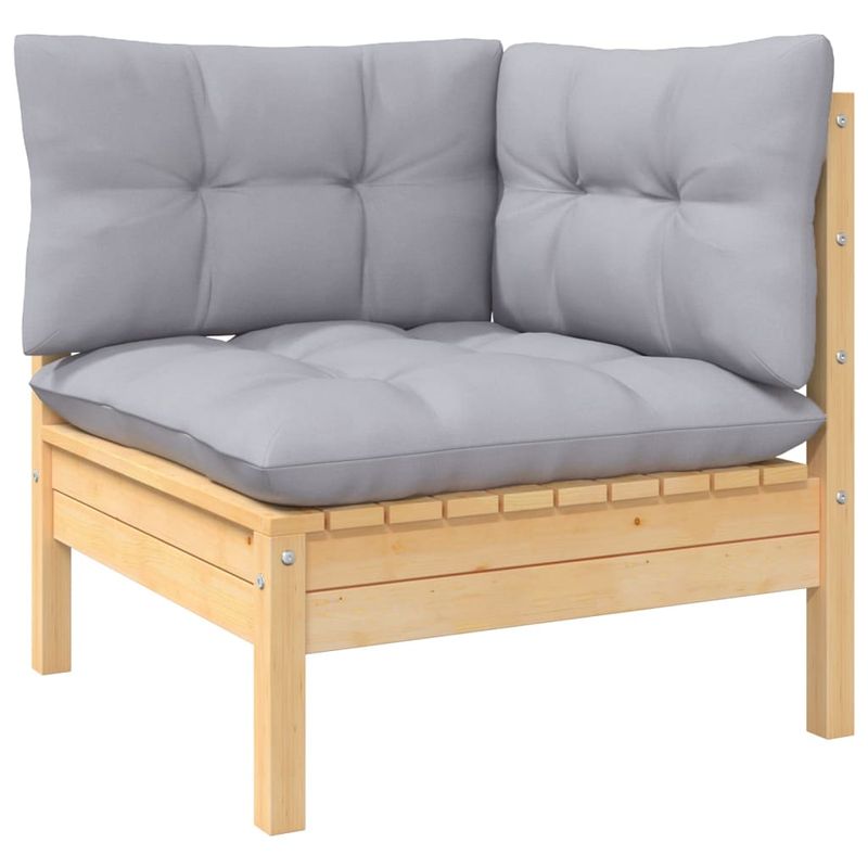 Casa si Gradina - Gradina si terasa - Mobilier exterior - Seturi mobila gradina - Set mobilier gradina cu perne gri, 6 piese, lemn de pin - Infinity.ro