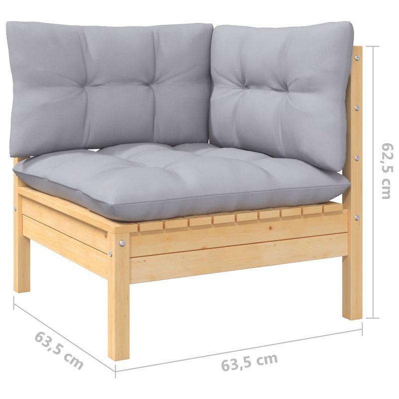 Casa si Gradina - Gradina si terasa - Mobilier exterior - Seturi mobila gradina - Set mobilier gradina cu perne gri, 6 piese, lemn de pin - Infinity.ro