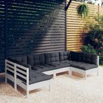 Casa si Gradina - Gradina si terasa - Mobilier exterior - Seturi mobila gradina - Set mobilier gradina cu perne , 6 piese, alb, lemn masiv de pin - Infinity.ro