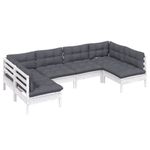 Casa si Gradina - Gradina si terasa - Mobilier exterior - Seturi mobila gradina - Set mobilier gradina cu perne , 6 piese, alb, lemn masiv de pin - Infinity.ro
