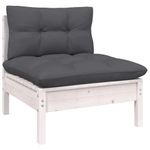 Casa si Gradina - Gradina si terasa - Mobilier exterior - Seturi mobila gradina - Set mobilier gradina cu perne , 6 piese, alb, lemn masiv de pin - Infinity.ro