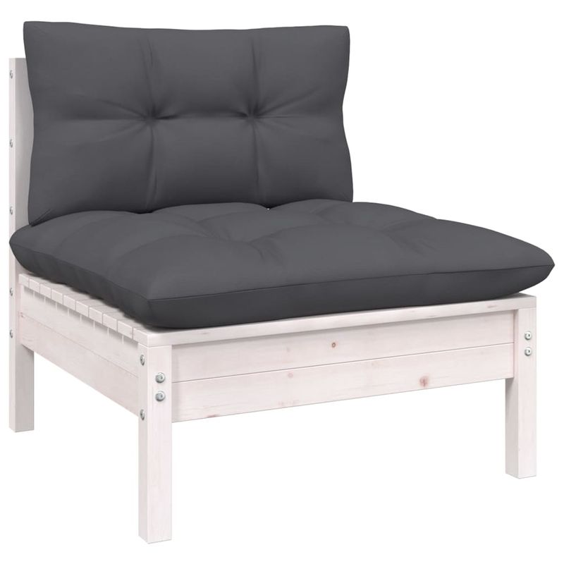 Casa si Gradina - Gradina si terasa - Mobilier exterior - Seturi mobila gradina - Set mobilier gradina cu perne , 6 piese, alb, lemn masiv de pin - Infinity.ro