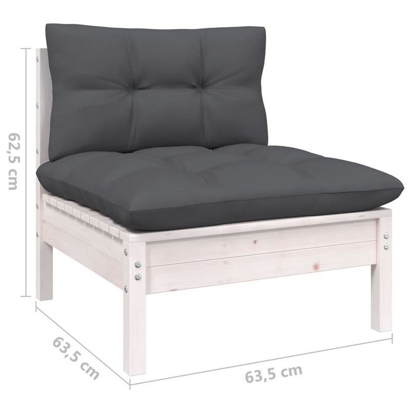 Casa si Gradina - Gradina si terasa - Mobilier exterior - Seturi mobila gradina - Set mobilier gradina cu perne , 6 piese, alb, lemn masiv de pin - Infinity.ro