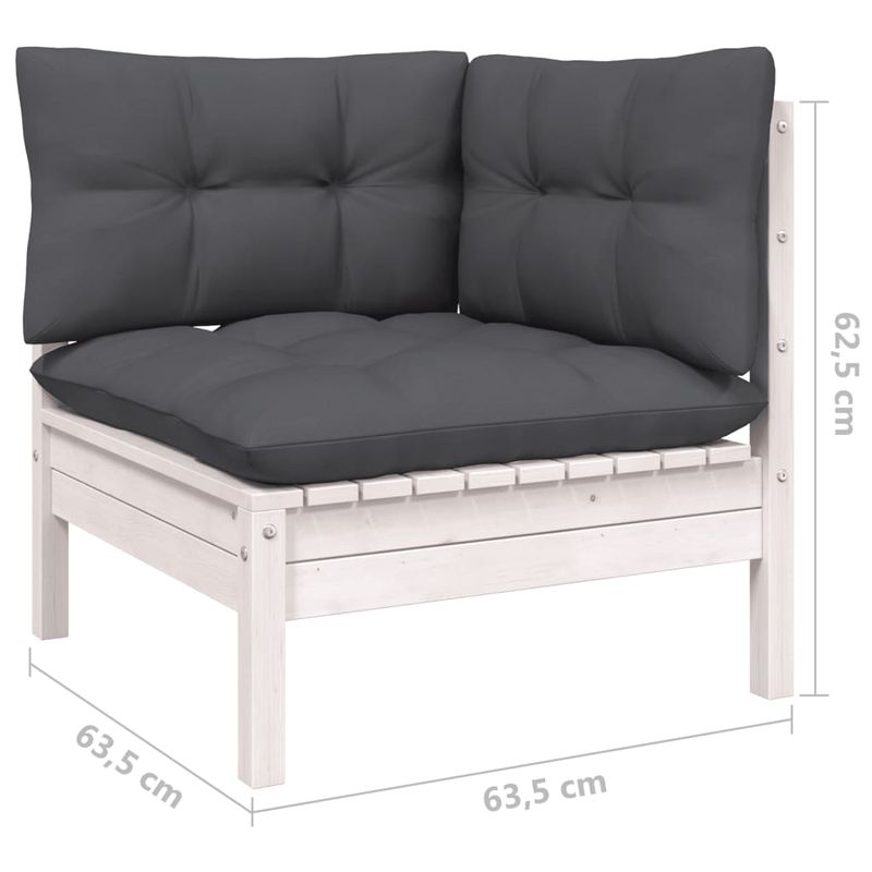 Casa si Gradina - Gradina si terasa - Mobilier exterior - Seturi mobila gradina - Set mobilier gradina cu perne , 6 piese, alb, lemn masiv de pin - Infinity.ro