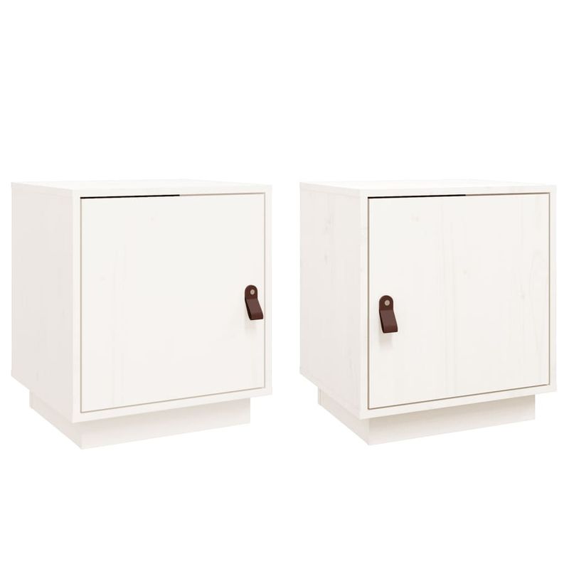Casa si Gradina - Mobilier - Comode si corpuri - Noptiere - Noptiera, 2 buc., alb, 40x34x45 cm, lemn masiv de pin - Infinity.ro
