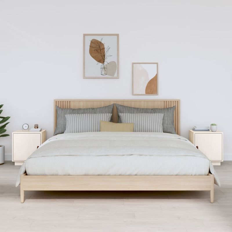 Casa si Gradina - Mobilier - Comode si corpuri - Noptiere - Noptiera, 2 buc., alb, 40x34x45 cm, lemn masiv de pin - Infinity.ro