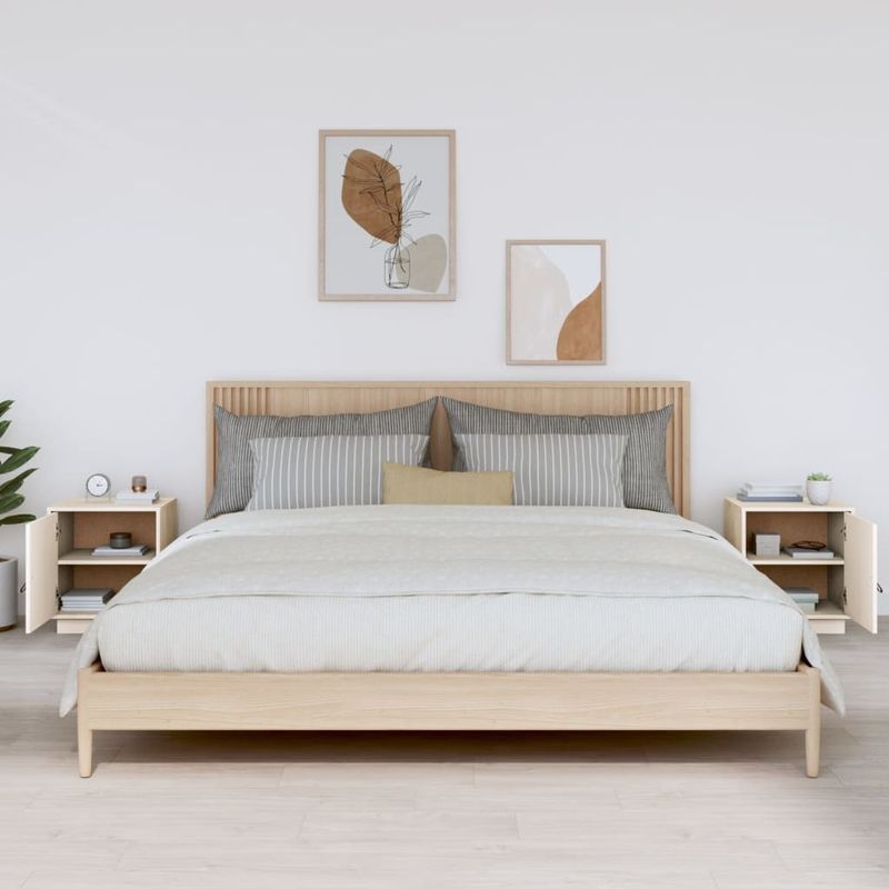 Casa si Gradina - Mobilier - Comode si corpuri - Noptiere - Noptiera, 2 buc., alb, 40x34x45 cm, lemn masiv de pin - Infinity.ro