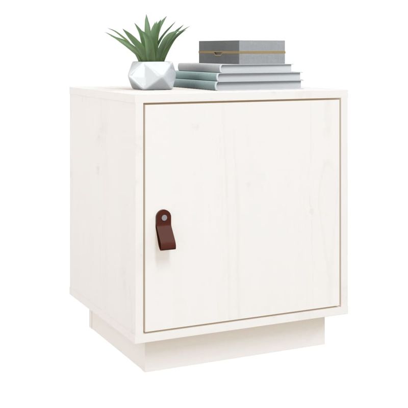 Casa si Gradina - Mobilier - Comode si corpuri - Noptiere - Noptiera, 2 buc., alb, 40x34x45 cm, lemn masiv de pin - Infinity.ro