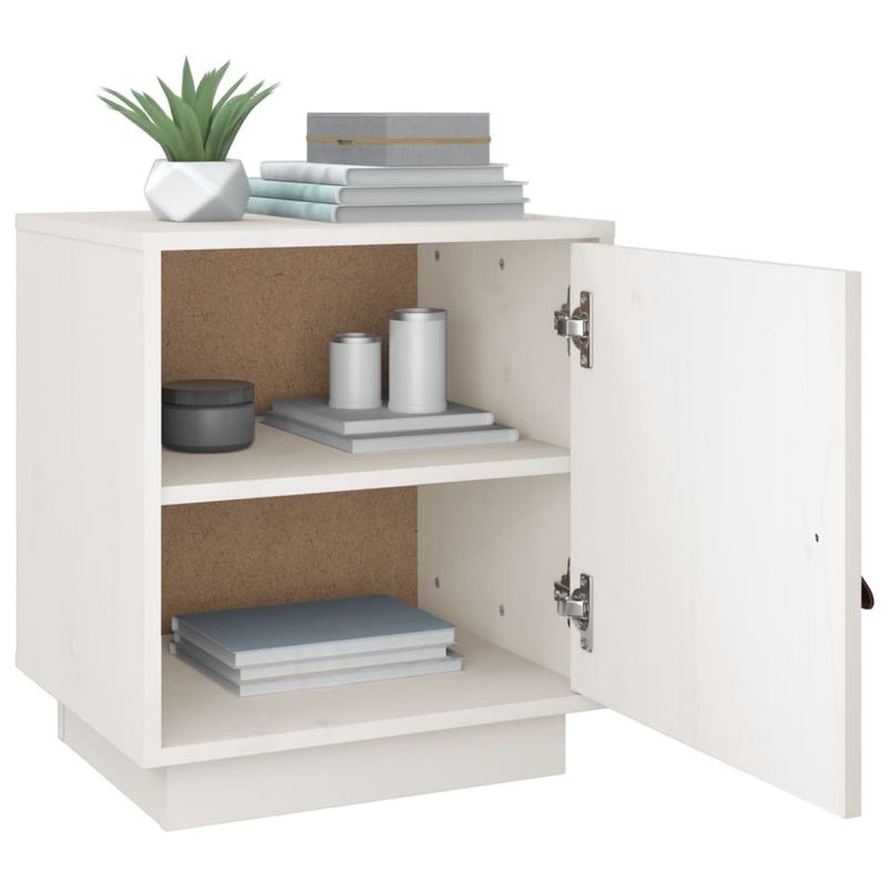 Casa si Gradina - Mobilier - Comode si corpuri - Noptiere - Noptiera, 2 buc., alb, 40x34x45 cm, lemn masiv de pin - Infinity.ro