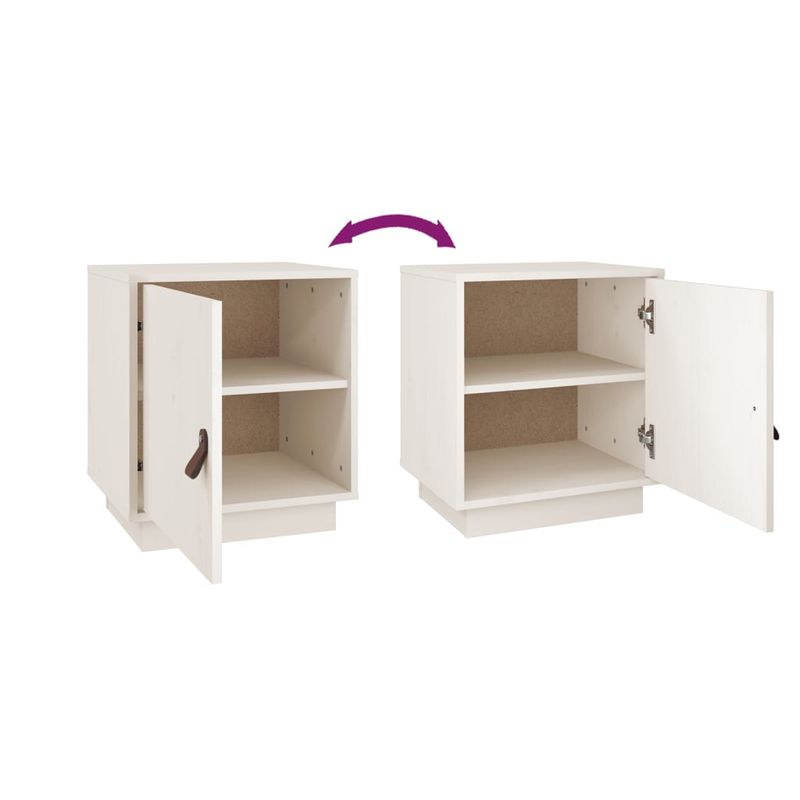 Casa si Gradina - Mobilier - Comode si corpuri - Noptiere - Noptiera, 2 buc., alb, 40x34x45 cm, lemn masiv de pin - Infinity.ro
