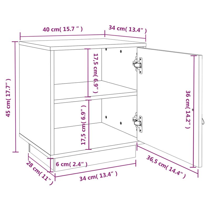 Casa si Gradina - Mobilier - Comode si corpuri - Noptiere - Noptiera, 2 buc., alb, 40x34x45 cm, lemn masiv de pin - Infinity.ro