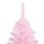 Casa si Gradina - Decoratiuni - Decoratiuni de sezon - Brad Crăciun pre-iluminat cu set globuri, roz, 210 cm, PVC, model cu LED-uri și globuri albe/gri - Infinity.ro