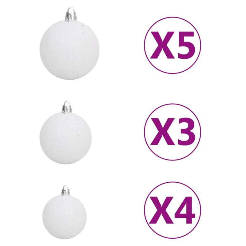 Casa si Gradina - Decoratiuni - Decoratiuni de sezon - Brad Crăciun pre-iluminat cu set globuri, roz, 150 cm, PVC, model cu LED-uri și globuri albe/gri - Infinity.ro