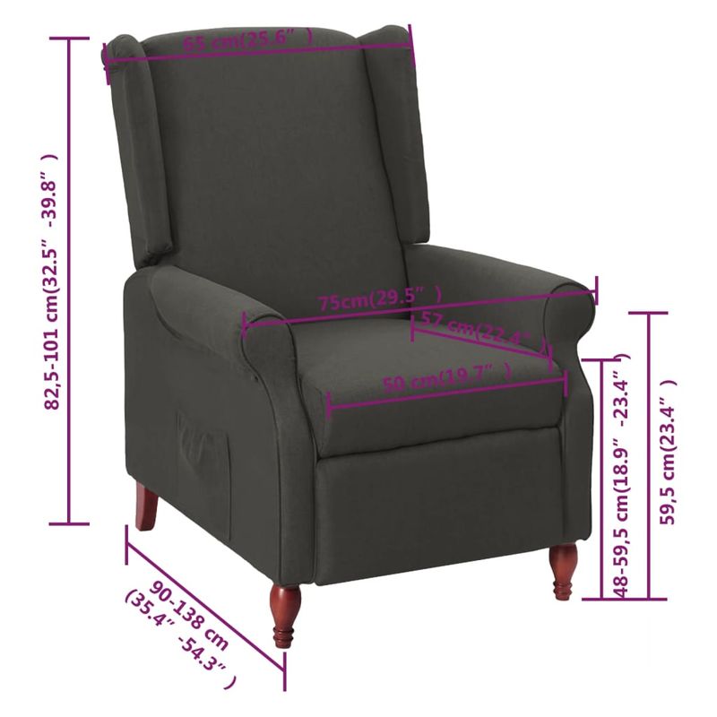 Casa si Gradina - Mobilier - Scaune si fotolii - Fotolii - Fotoliu rabatabil, gri inchis, material textil - Infinity.ro