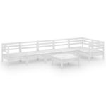 Casa si Gradina - Gradina si terasa - Mobilier exterior - Seturi mobila gradina - Set mobilier de gradina, 7 piese, alb, lemn masiv de pin - Infinity.ro