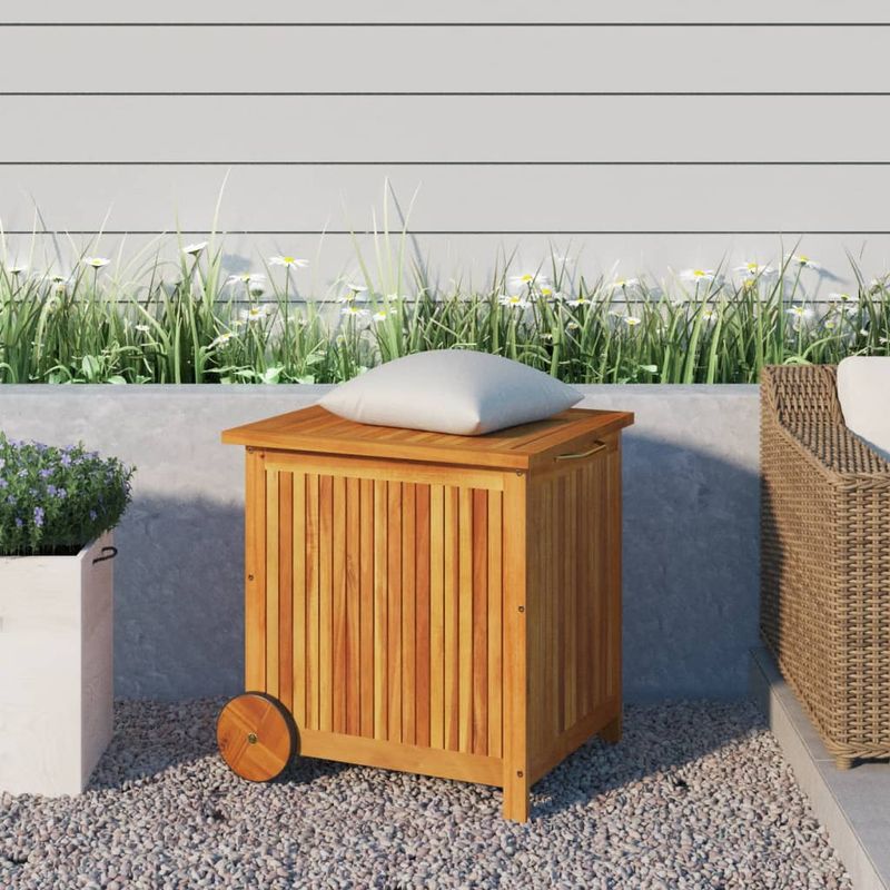 Casa si Gradina - Gradina si terasa - Mobilier exterior - Dulapuri si lazi depozitare exterior - Lada de depozitare gradina cu roti, 60x50x58 cm, lemn acacia - Infinity.ro