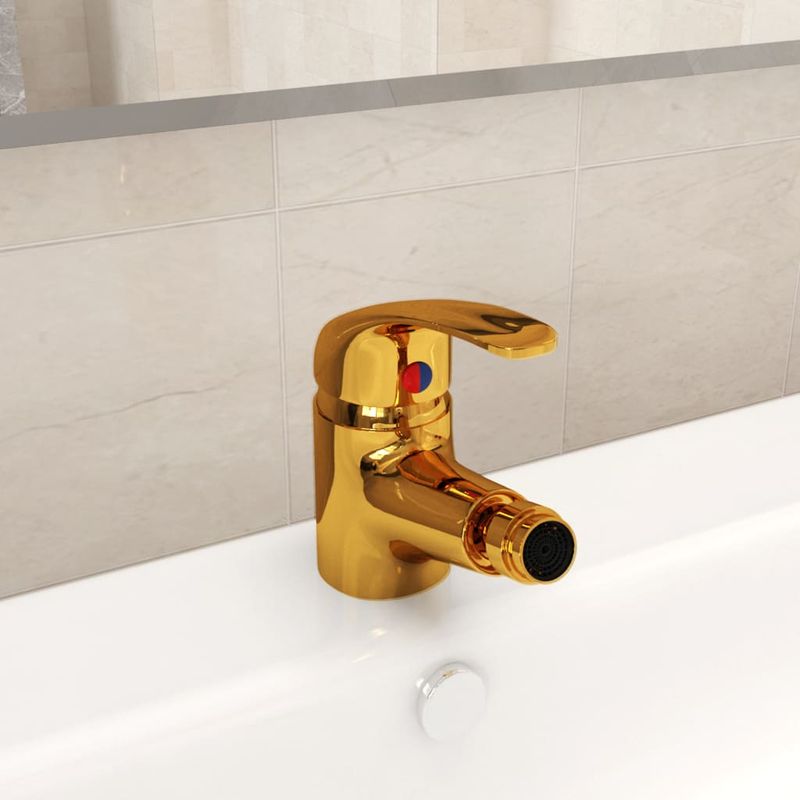 Casa si Gradina - Sanitare - Lavoar baie si accesorii - Baterii sanitare - Baterie robinet pentru bideu baie, auriu, 13x12 cm - Infinity.ro