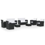 Casa si Gradina - Gradina si terasa - Mobilier exterior - Seturi mobila gradina - Set mobilier de gradina cu perne, 8 piese, negru, poliratan - Infinity.ro