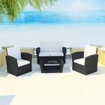 Casa si Gradina - Gradina si terasa - Mobilier exterior - Seturi mobila gradina - Set mobilier de gradina cu perne, 4 piese, negru, poliratan - Infinity.ro
