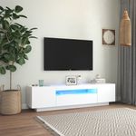 Casa si Gradina - Mobilier - Comode si corpuri - Comode - Comoda TV cu lumini LED, alb, 160x35x40 cm - Infinity.ro