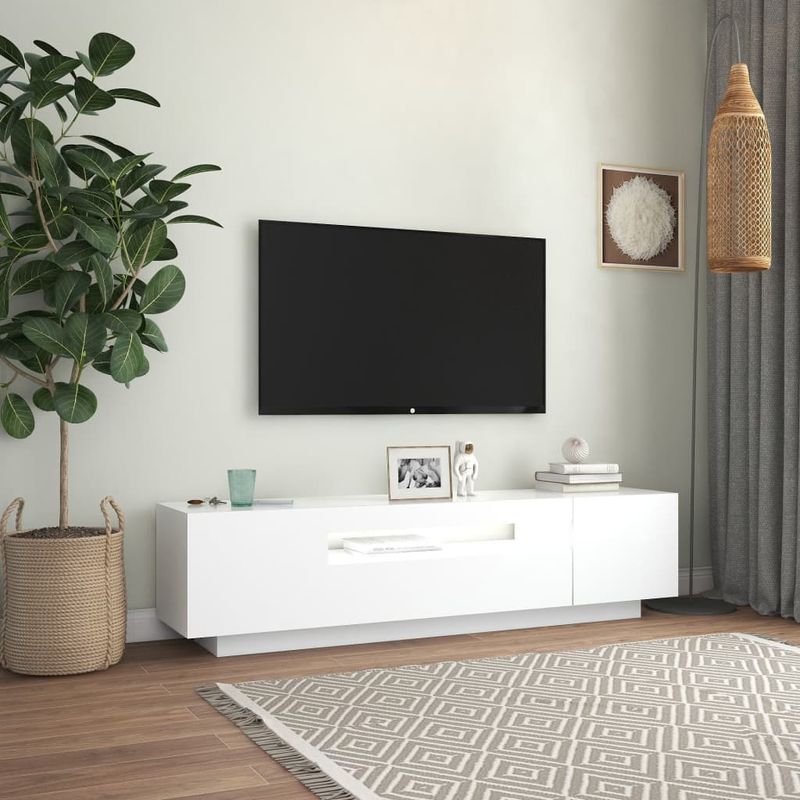 Casa si Gradina - Mobilier - Comode si corpuri - Comode - Comoda TV cu lumini LED, alb, 160x35x40 cm - Infinity.ro