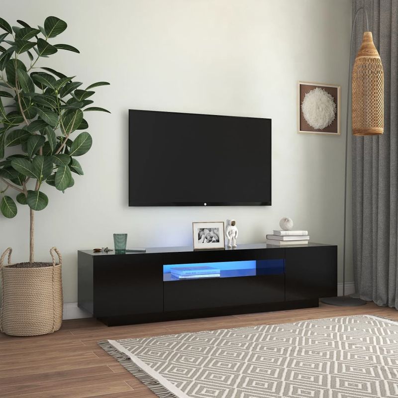 Casa si Gradina - Mobilier - Comode si corpuri - Comode - Comoda TV cu lumini LED, negru, 160x35x40 cm - Infinity.ro