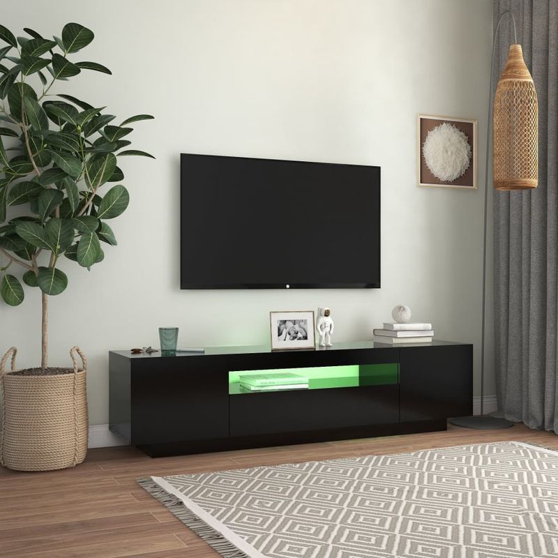 Casa si Gradina - Mobilier - Comode si corpuri - Comode - Comoda TV cu lumini LED, negru, 160x35x40 cm - Infinity.ro