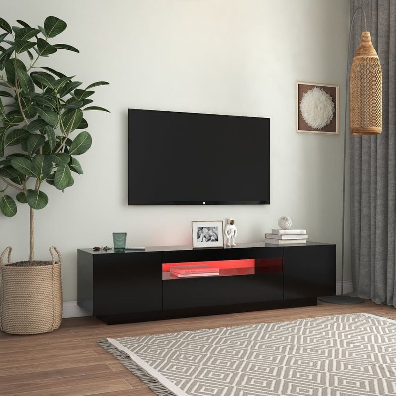 Casa si Gradina - Mobilier - Comode si corpuri - Comode - Comoda TV cu lumini LED, negru, 160x35x40 cm - Infinity.ro