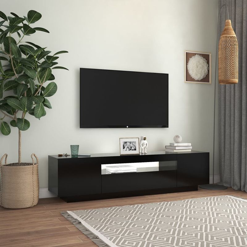 Casa si Gradina - Mobilier - Comode si corpuri - Comode - Comoda TV cu lumini LED, negru, 160x35x40 cm - Infinity.ro