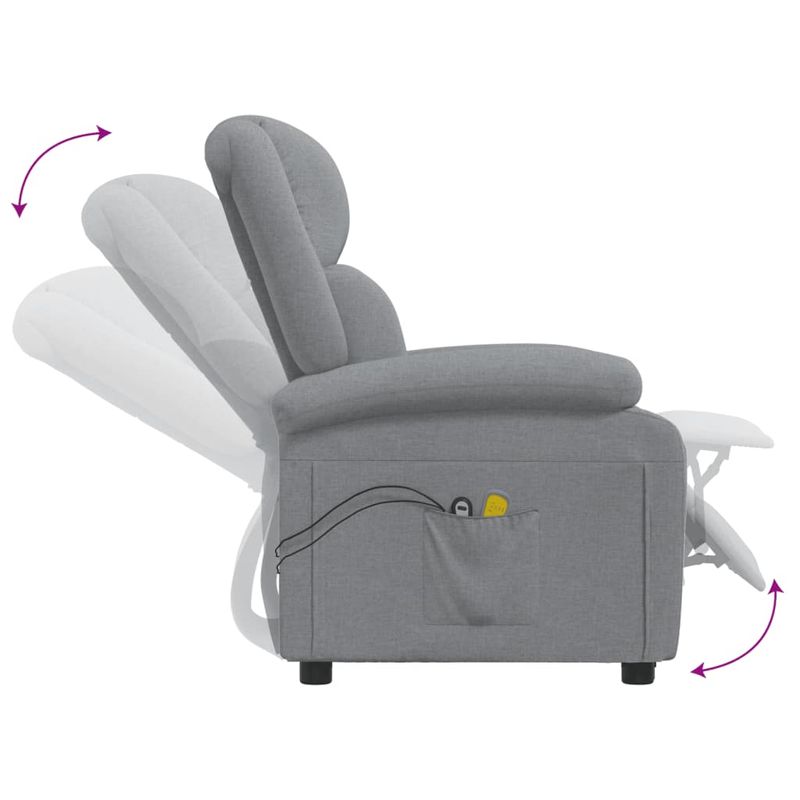 Ingrijire personala si Cosmetice - Sanatate si wellness - Articole wellness - Fotolii de masaj - Fotoliu de masaj electric rabatabil, gri deschis, textil - Infinity.ro