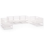Casa si Gradina - Gradina si terasa - Mobilier exterior - Seturi mobila gradina - Set mobilier de gradina, 7 piese, alb, lemn masiv de pin - Infinity.ro