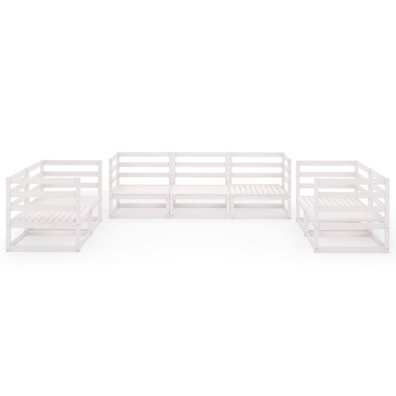 Casa si Gradina - Gradina si terasa - Mobilier exterior - Seturi mobila gradina - Set mobilier de gradina, 7 piese, alb, lemn masiv de pin - Infinity.ro