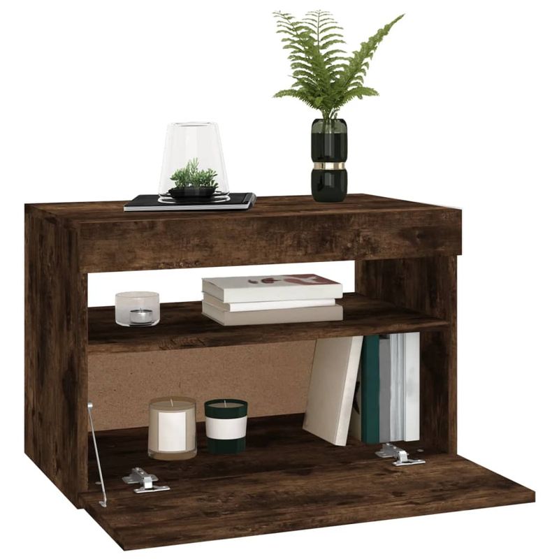 Casa si Gradina - Mobilier - Comode si corpuri - Comode - Comoda TV cu lumini LED, 2 buc., stejar fumuriu, 60x35x40 cm - Infinity.ro