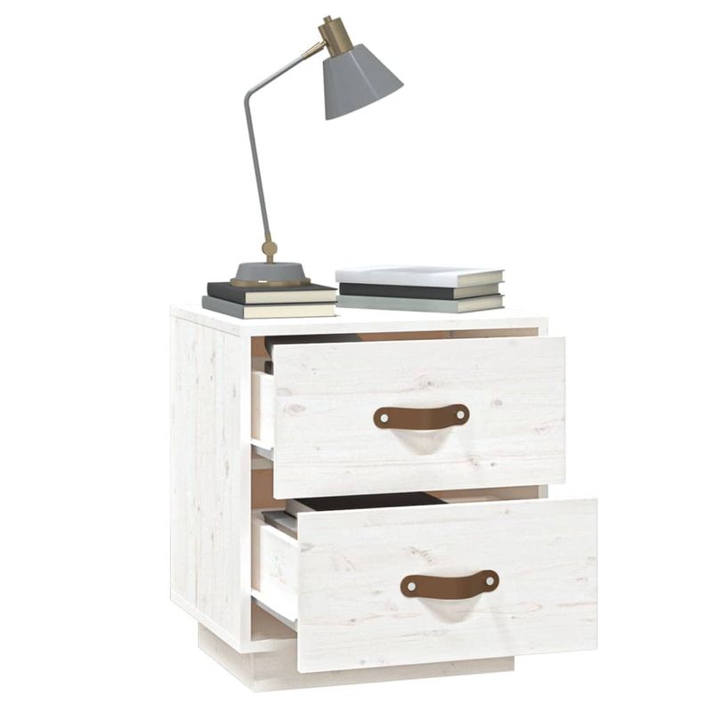 Casa si Gradina - Mobilier - Comode si corpuri - Noptiere - Noptiera, alb, 40x34x45 cm, lemn masiv de pin - Infinity.ro