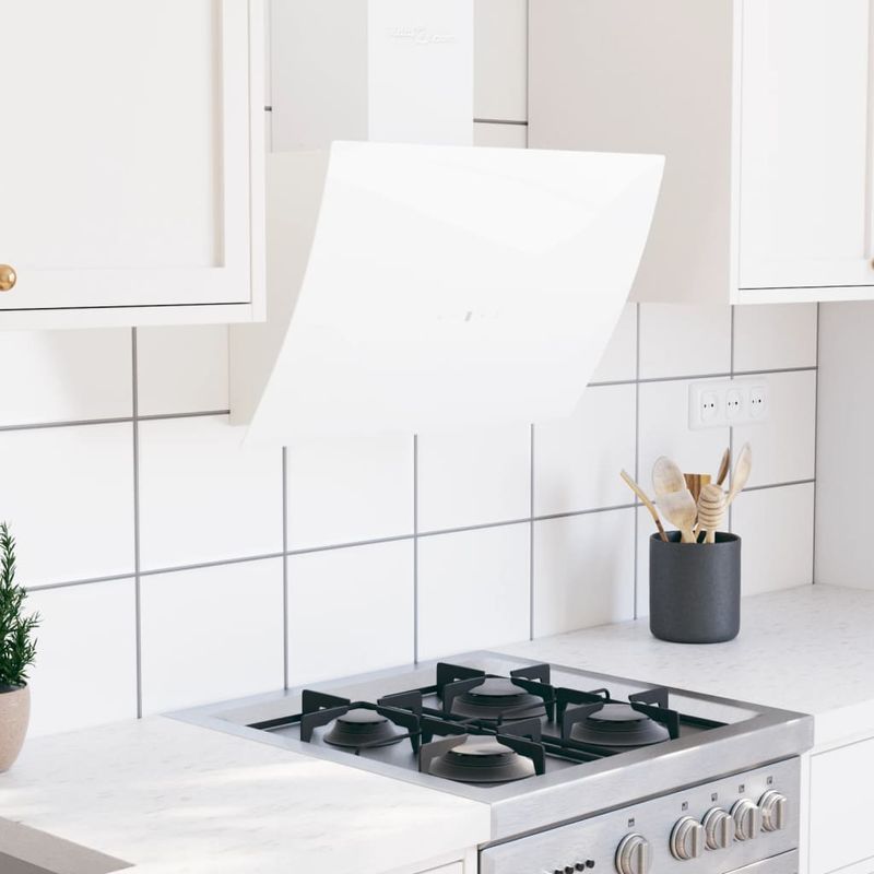 Electronice si Electrocasnice - Aragazuri, cuptoare si hote - Hote - Hote traditionale - Hota de perete, alb, 60 cm, otel și sticla securizata, mărime 60x31x108 cm - Infinity.ro