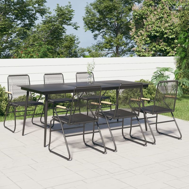 Casa si Gradina - Gradina si terasa - Mobilier exterior - Scaune si sezlonguri gradina - Set mobilier de gradina, 7 piese, negru, ratan PVC - Infinity.ro