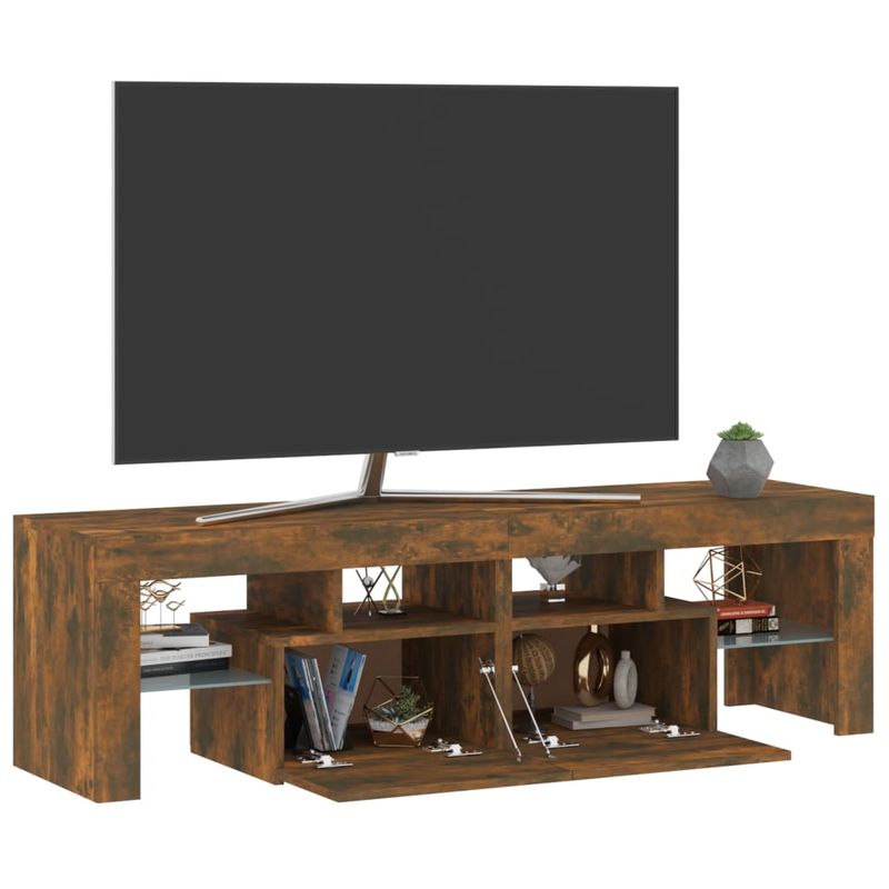 Casa si Gradina - Mobilier - Comode si corpuri - Comode - Comoda TV cu lumini LED, stejar fumuriu 140x36,5x40 cm - Infinity.ro