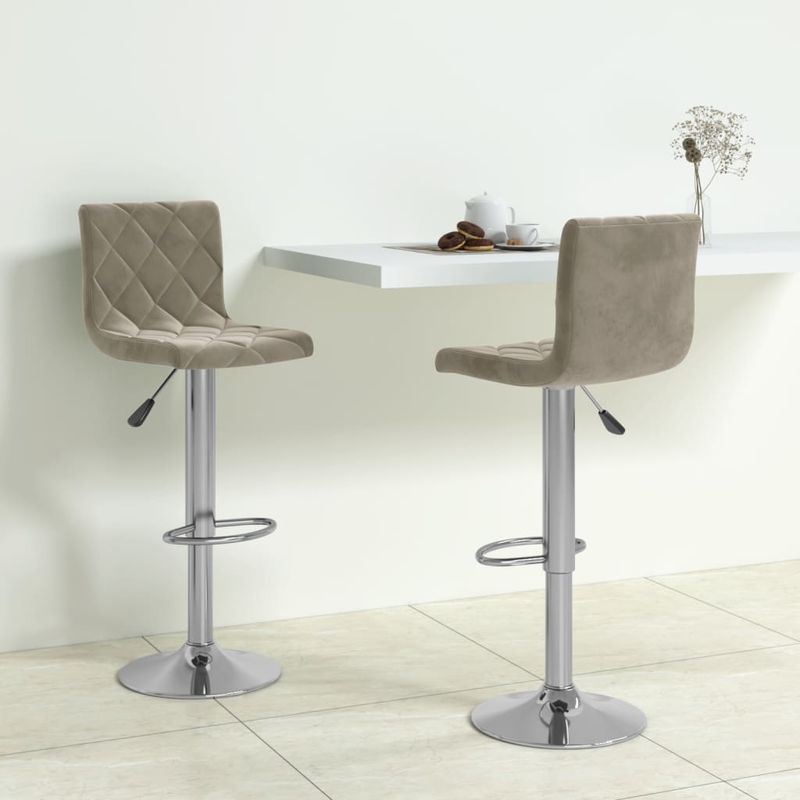 Casa si Gradina - Mobilier - Scaune si fotolii - Scaune - Scaune de bar, 2 buc., gri deschis, catifea - Infinity.ro