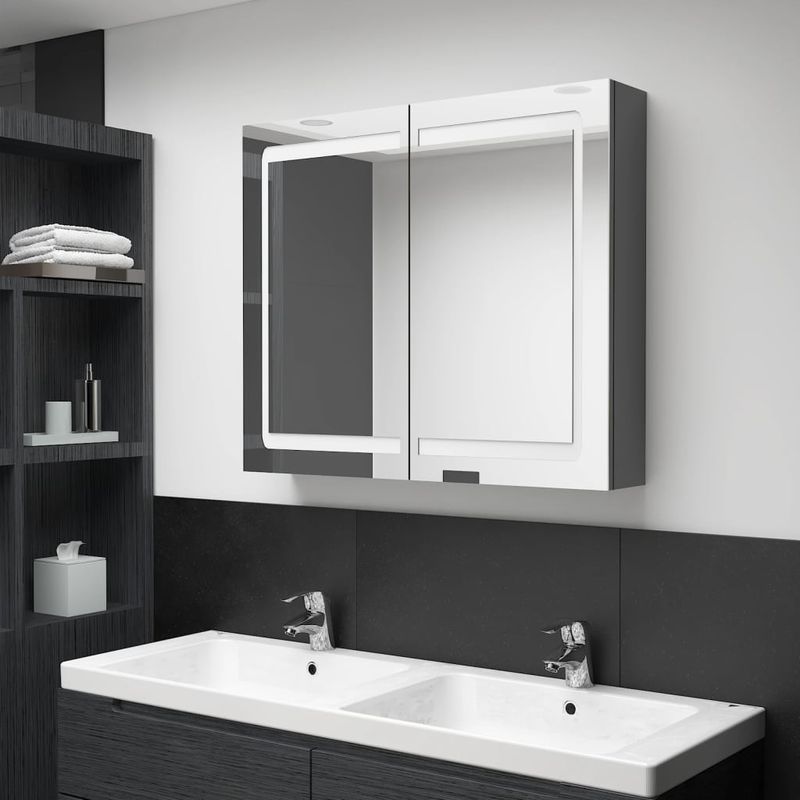 Casa si Gradina - Mobilier - Mobilier baie - Corpuri baie - Dulap de baie cu oglinda și LED, 80x12x68 cm - Infinity.ro